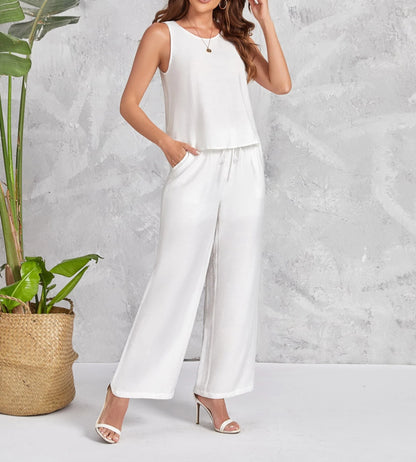 Womens Vest Top And Casual Fashion Wide-Leg Pants Set