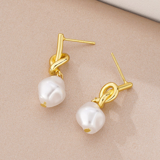 Womens French Vintage Baroque Pearl Earrings