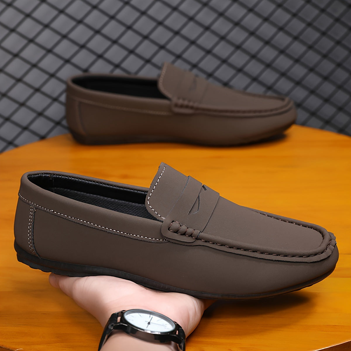 Mens Solid Color Penny Loafers Slip-On Shoes