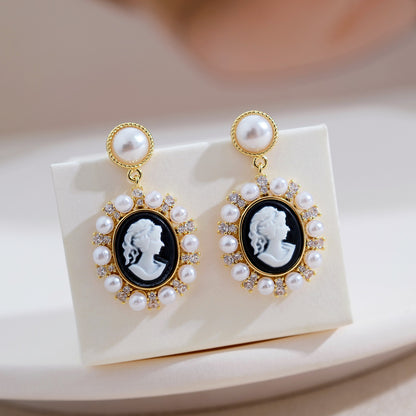 High-End Retro Baroque Relief Portrait Earrings
