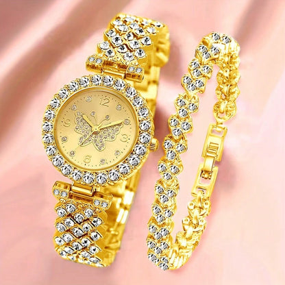 Fashionable Roman-Style Diamond-Encrusted Womens Watch