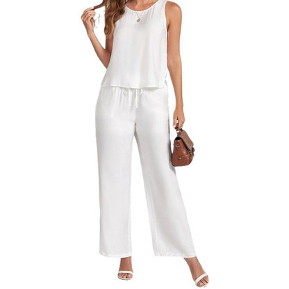 Womens Vest Top And Casual Fashion Wide-Leg Pants Set